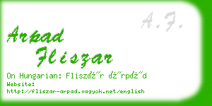 arpad fliszar business card